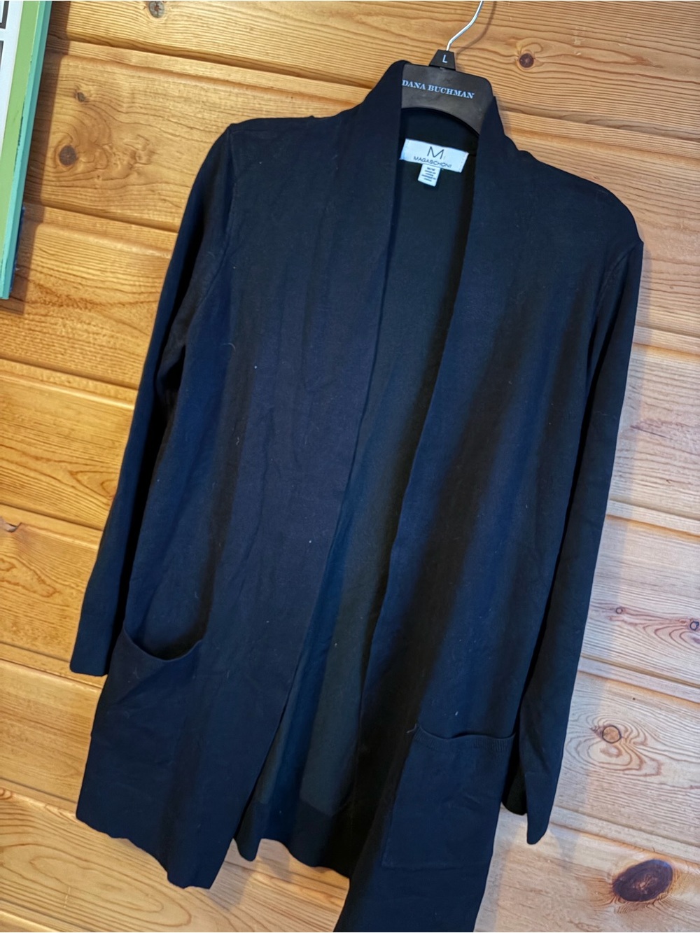 Magaschoni Black Open-Front Women's Cardigan